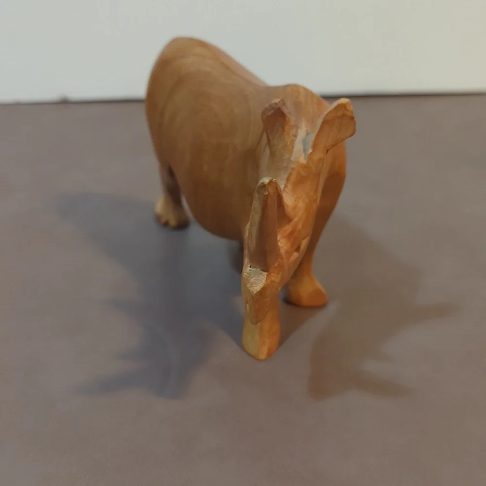 Hand carved wooden pair rhino antelope gazelle deer statue set of 2